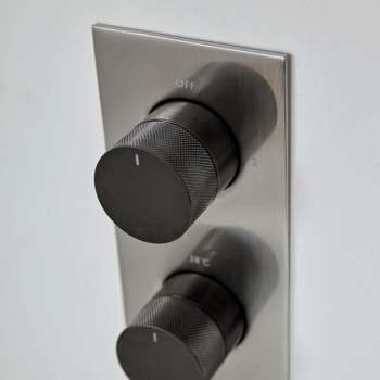 Vado Knurled X Fusion termostatyczna bateria podtynkowa 2-drożna nikiel/czarny szczotkowany IND-T148/2-XNBK