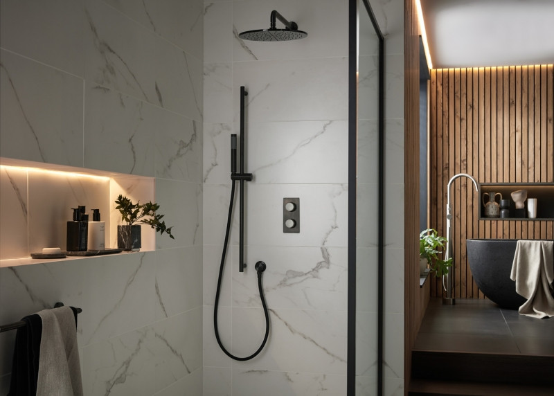 Vado Knurled X Fusion termostatyczna bateria podtynkowa 2-drożna czarny/nikiel szczotkowany IND-T148/2-XBNK