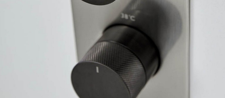 Vado Knurled X Fusion termostatyczna bateria podtynkowa 3-drożna nikiel/czarny szczotkowany IND-T128/3-H-XNBK