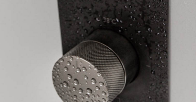 Vado Knurled X Fusion termostatyczna bateria podtynkowa 3-drożna czarny/nikiel szczotkowany IND-T128/3-H-XBNK