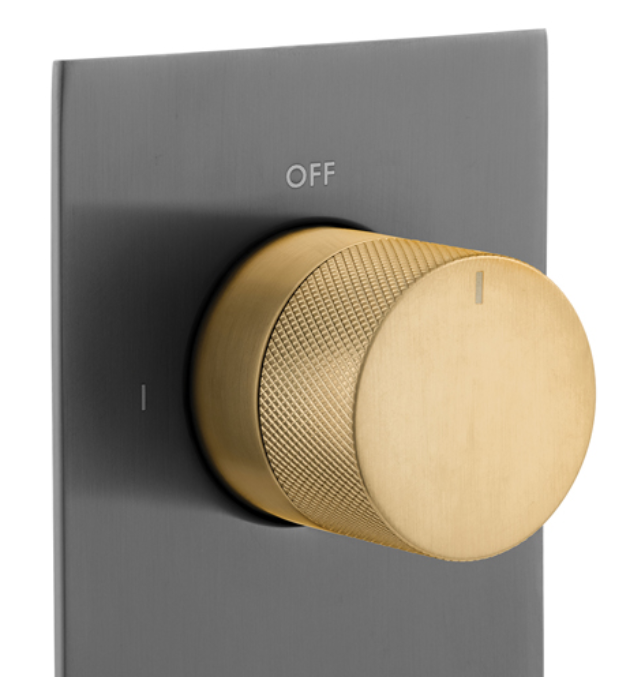 Vado Knurled X Fusion termostatyczna bateria podtynkowa 2-drożna czarny/złoty szczotkowany IND-T148/2-XBGK