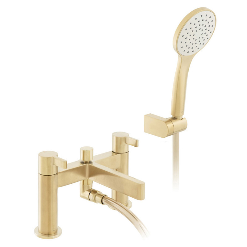 Vado Edit bateria wannowa 2-otworowa złoto szczotkowane IND-EDI130+K-BRG