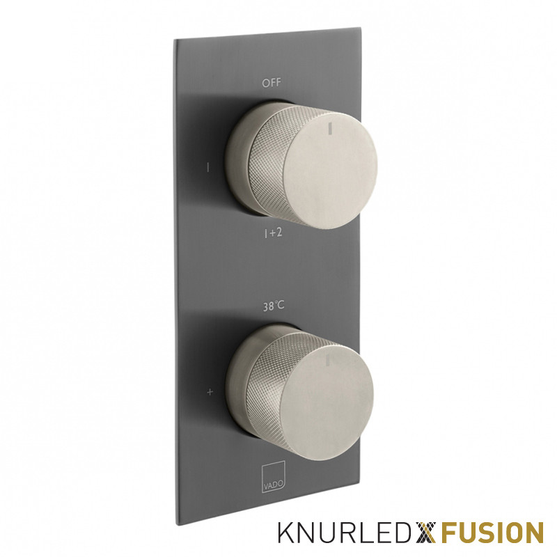 Vado Knurled X Fusion termostatyczna bateria podtynkowa 2-drożna czarny/nikiel szczotkowany IND-T148/2-XBNK