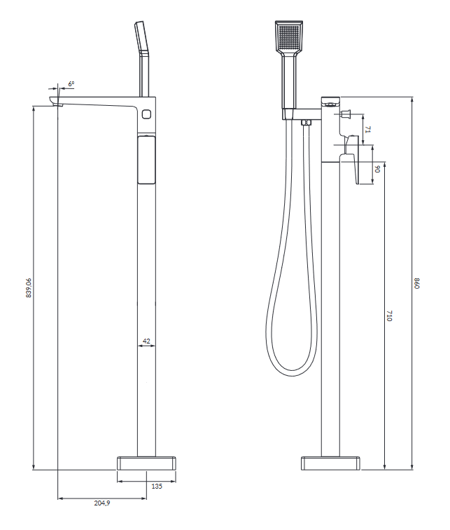 Omnires Parma bateria wannowa wolnostojąca grafit PM7433GR