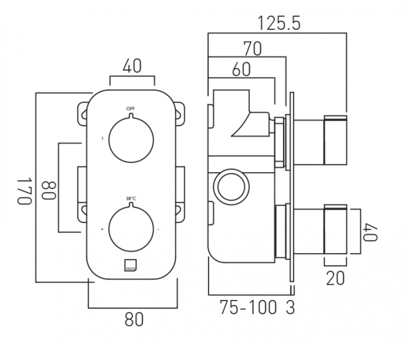 Vado Tablet bateria termostatyczna podtynkowa 1-drożna czarny szczotkowany IND-T148-ALT-BLK