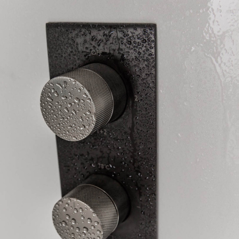 Vado Knurled X Fusion termostatyczna bateria podtynkowa 2-drożna czarny/nikiel szczotkowany IND-T148/2-XBNK