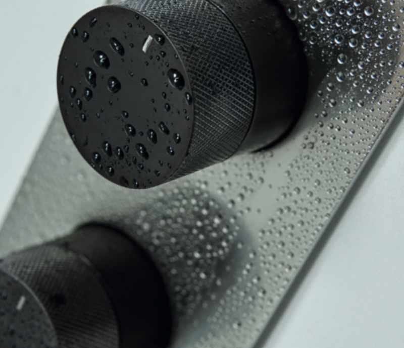 Vado Knurled X Fusion bateria umywalkowa nikiel/czarny szczotkowany IND-ORI200/SB-XNBK