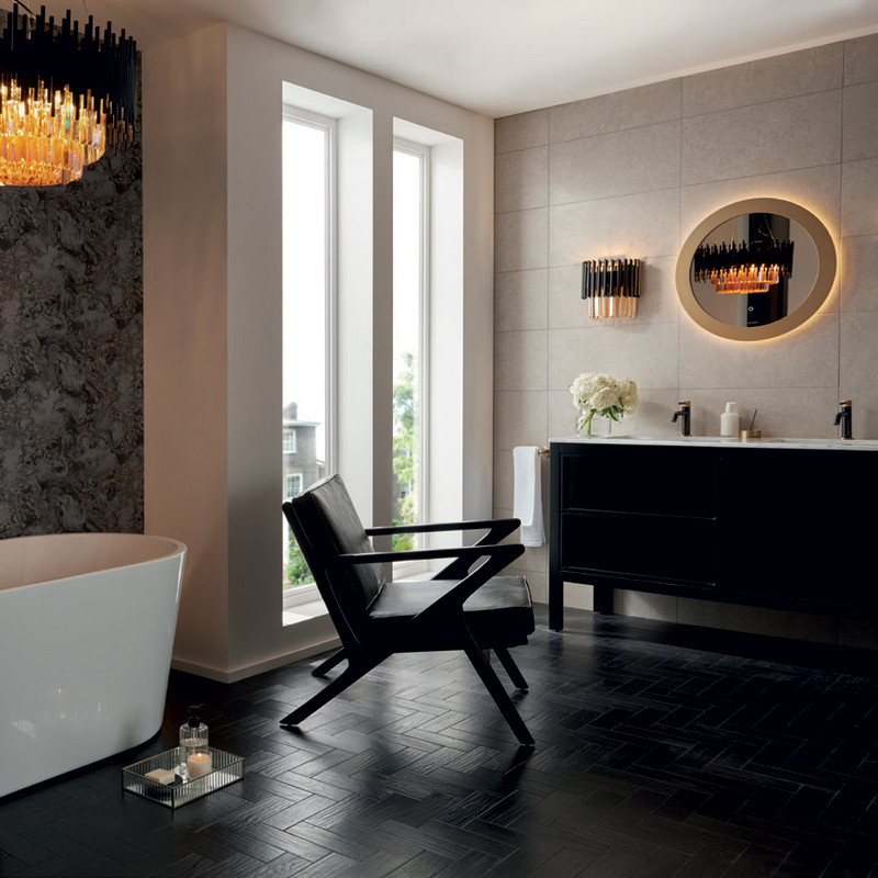 Vado Knurled X Fusion bateria umywalkowa czarny/złoty szczotkowany IND-ORI200/SB-XBGK