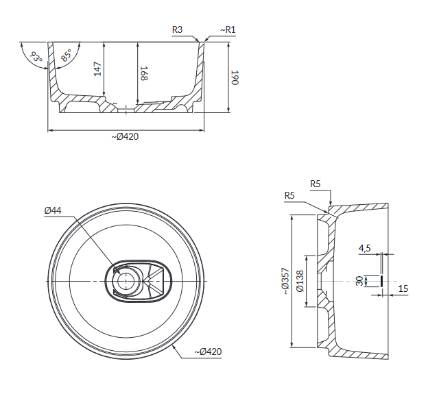 Omnires Cadence umywalka nablatowa Marble+ 42x42 cm biały połysk CADENCER420BP