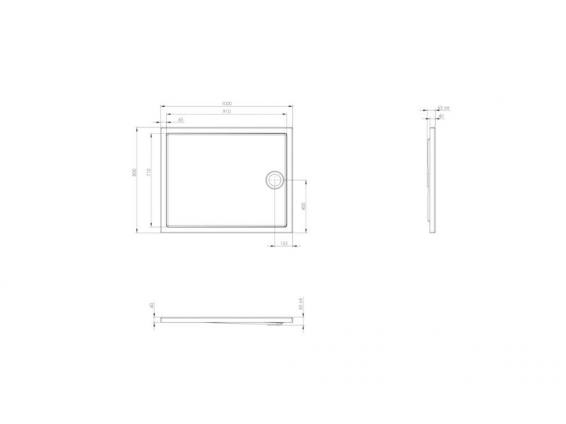 Roca Granada Square Flat brodzik prostokątny 100x80 biały A276261000