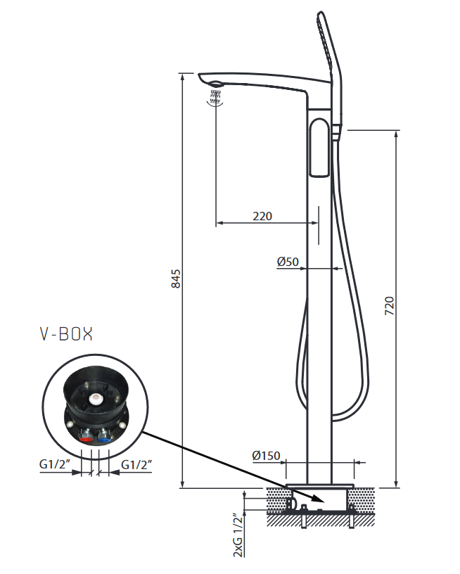 Vedo Desso Oro bateria wannowa wolnostojąca złoty VBD4008/ZL