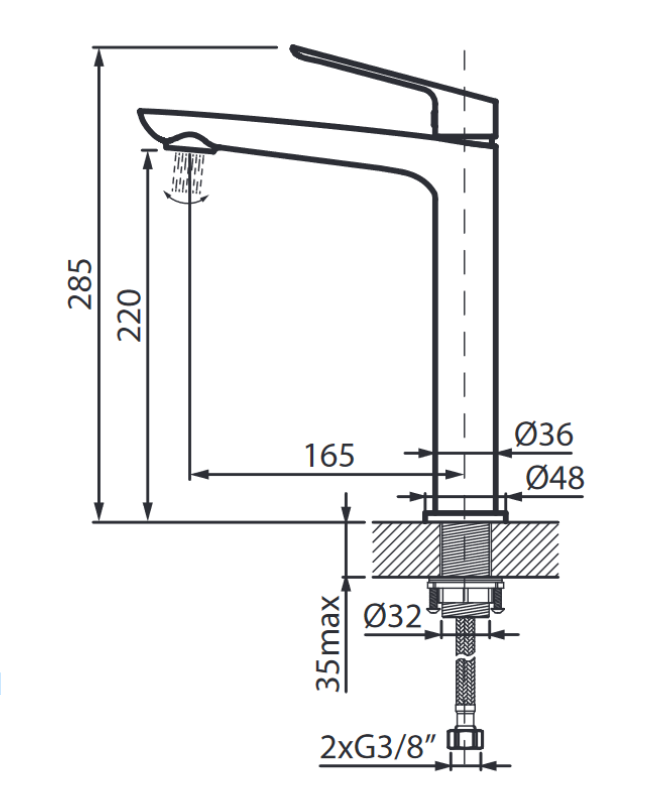 Vedo Desso Oro bateria umywalkowa wysoka z korkiem klik-klak złoty VBD4003/C/ZL