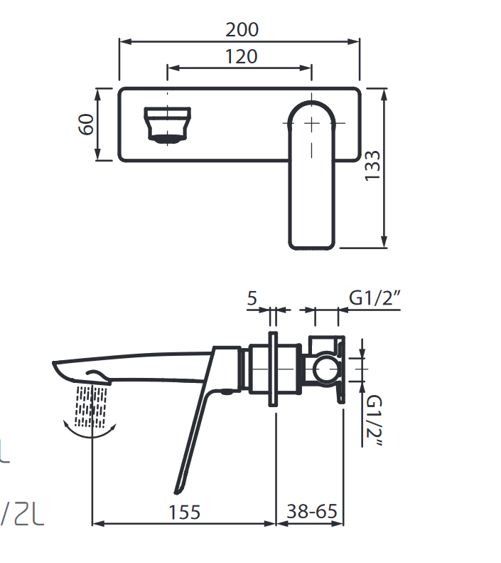 Vedo Desso Oro bateria umywalkowa podtynkowa złoty VBD4012/ZL