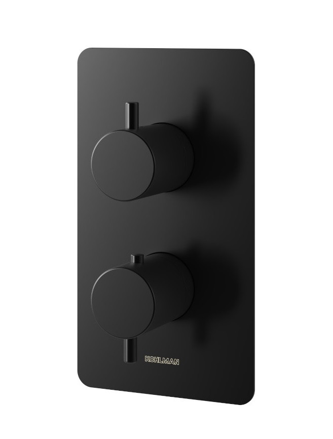 Kohlman Axel Black termostatyczna bateria 3-drożna podtynkowa czarny mat QW433AB