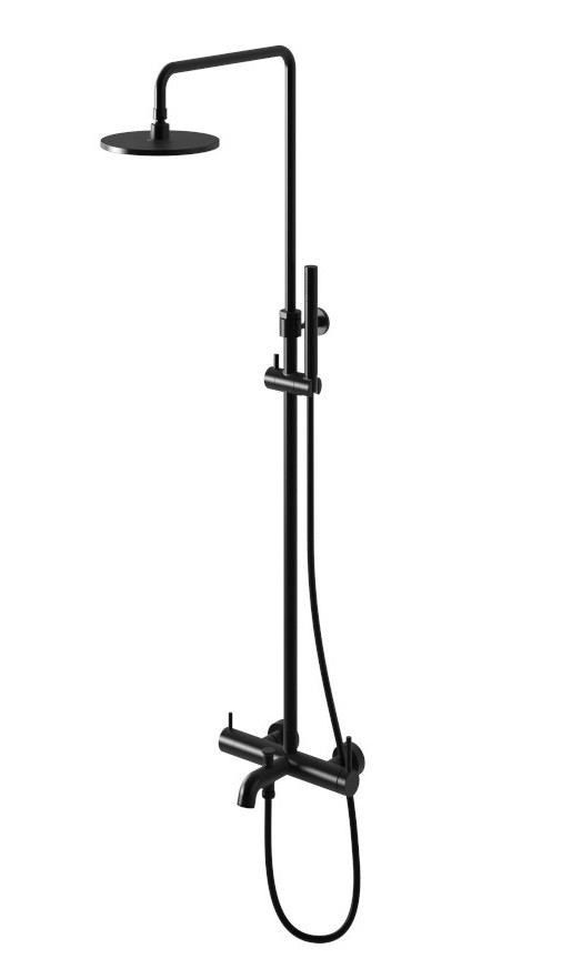 Kohlman Axel Black zestaw wannowo-prysznicowy z deszczownicą i wylewką czarny mat QW277AB