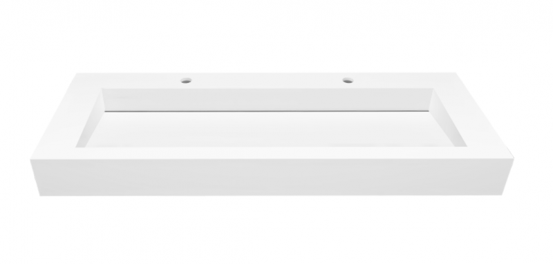 Cristalstone Linea Ideal umywalka 120x45 cm z odpływem liniowym biały satynowy mat U1200-MOLC