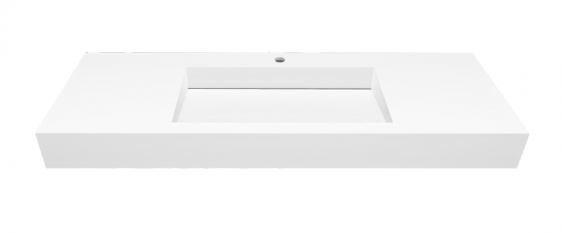 Cristalstone Linea Ideal umywalka 130x45 cm z odpływem liniowym biały satynowy mat U1300-MCOLC