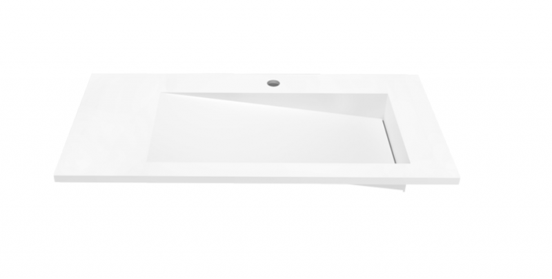 Cristalstone Linea Ideal umywalka meblowa 90x45 cm prawa z odpływem liniowym biały satynowy mat U900-MBPOLB/CR