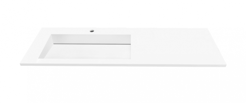 Cristalstone Linea Ideal umywalka meblowa 130x45 cm lewa z odpływem liniowym biały satynowy mat U1300-MBLOLC/CR