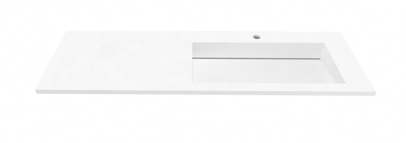 Cristalstone Linea Ideal umywalka meblowa 130x45 cm prawa z odpływem liniowym biały satynowy mat U1300-MBPOLC/CR