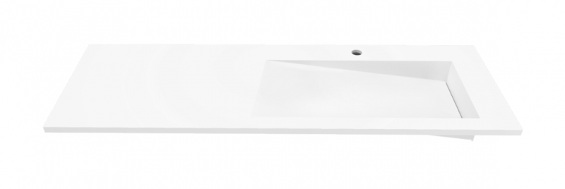 Cristalstone Linea Ideal umywalka meblowa 130x45 cm prawa z odpływem liniowym biały satynowy mat U1300-MBPOLB/CR