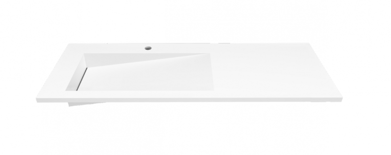 Cristalstone Linea Ideal umywalka meblowa 120x45 cm lewa z odpływem liniowym biały satynowy mat U1200-MBLOLB/CR