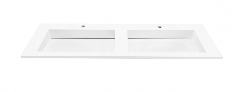 Cristalstone Linea Ideal umywalka meblowa podwójna 140x45 cm z odpływem liniowym biały satynowy mat U1400-2xMOLC/CR