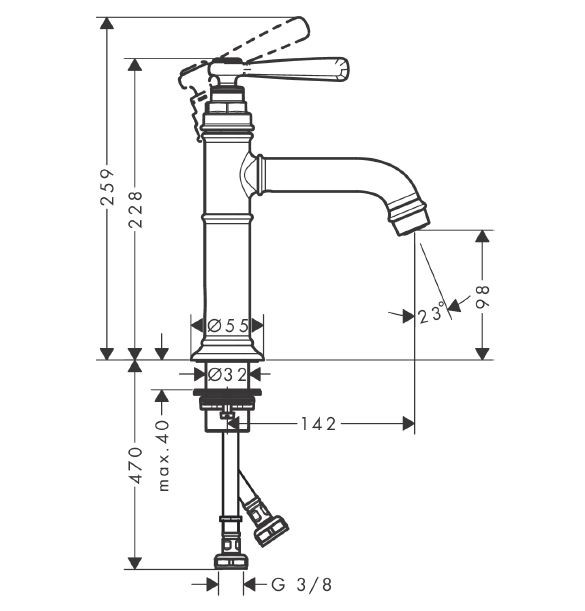 Axor Montreux bateria umywalkowa 100 bez korka chrom połysk 16516000