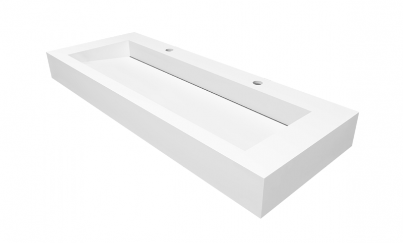 Cristalstone Linea Ideal umywalka 120x45 cm z odpływem liniowym biały satynowy mat U1200-MOLC