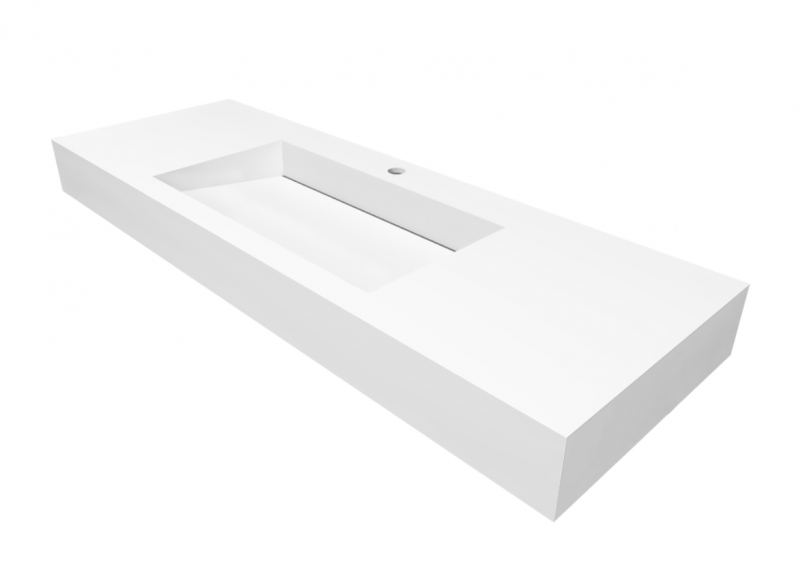 Cristalstone Linea Ideal umywalka 130x45 cm z odpływem liniowym biały satynowy mat U1300-MCOLC