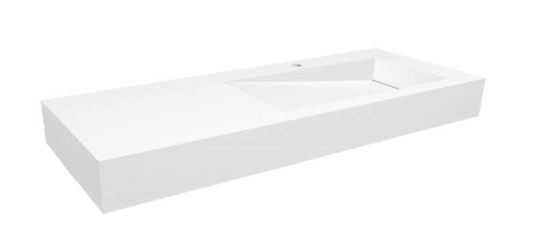 Cristalstone Linea Ideal umywalka 120x45 cm prawa z odpływem liniowym biały satynowy mat U1200-MBPOLB