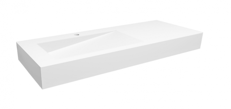 Cristalstone Linea Ideal umywalka 120x45 cm lewa z odpływem liniowym biały satynowy mat U1200-MBLOLB