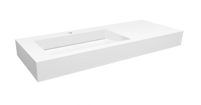 Cristalstone Linea Ideal umywalka 120x45 cm lewa z odpływem liniowym biały satynowy mat U1200-MBLOLC