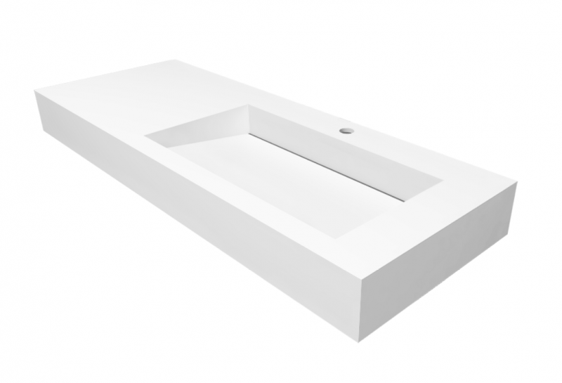 Cristalstone Linea Ideal umywalka 120x45 cm prawa z odpływem liniowym biały satynowy mat U1200-MBPOLC