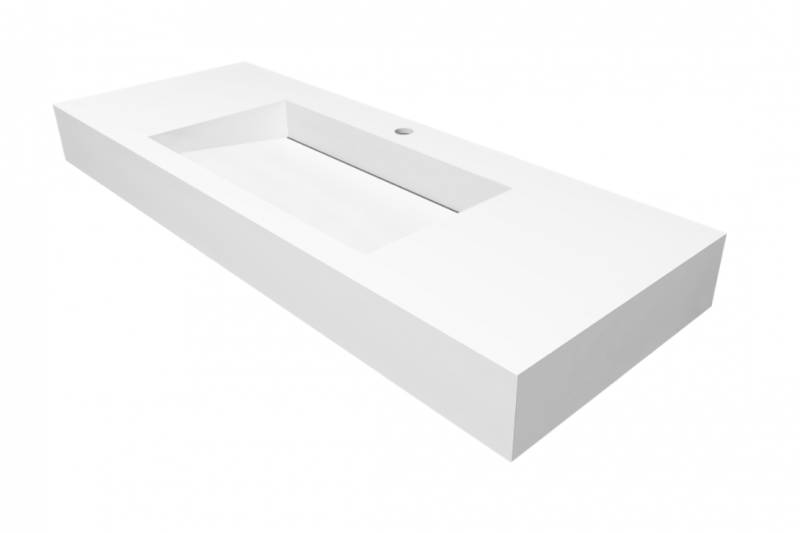 Cristalstone Linea Ideal umywalka 120x45 cm z odpływem liniowym biały satynowy mat U1200-MCOLC