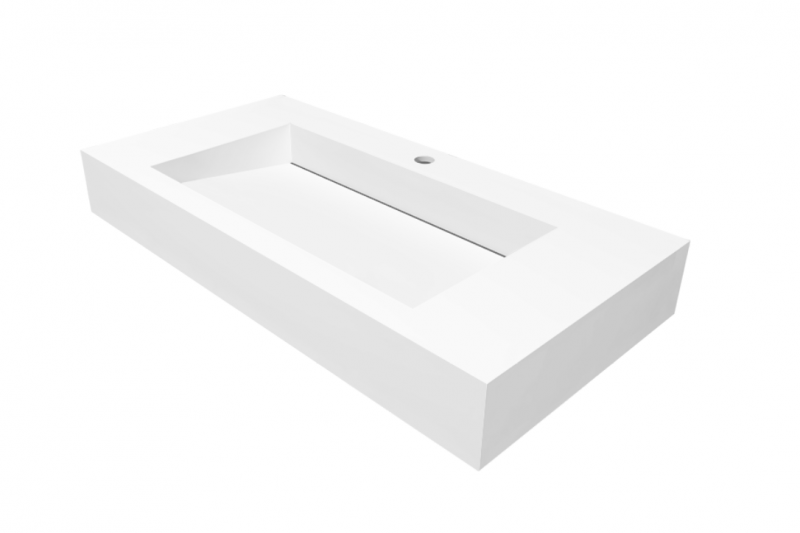 Cristalstone Linea Ideal umywalka 90x45 cm z odpływem liniowym biały satynowy mat U900-MCOLC