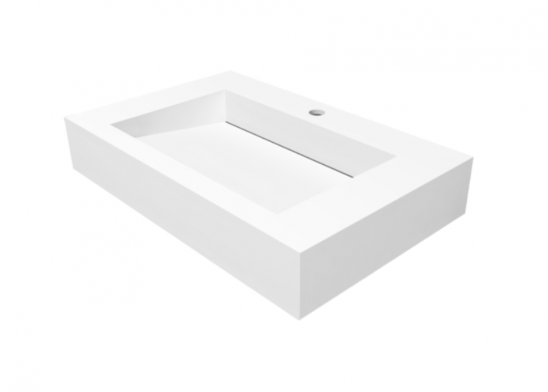 Cristalstone Linea Ideal umywalka 70x45 cm z odpływem liniowym biały satynowy mat U700-MCOLC