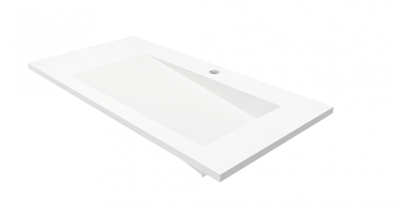 Cristalstone Linea Ideal umywalka meblowa 90x45 cm prawa z odpływem liniowym biały satynowy mat U900-MBPOLB/CR