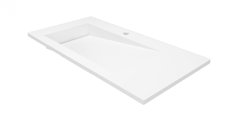 Cristalstone Linea Ideal umywalka meblowa 90x45 cm lewa z odpływem liniowym biały satynowy mat U900-MBLOLB/CR