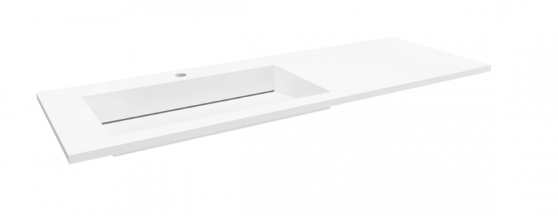 Cristalstone Linea Ideal umywalka meblowa 130x45 cm lewa z odpływem liniowym biały satynowy mat U1300-MBLOLC/CR