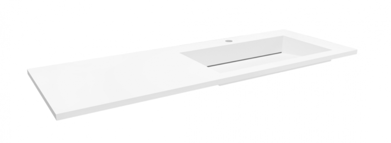 Cristalstone Linea Ideal umywalka meblowa 130x45 cm prawa z odpływem liniowym biały satynowy mat U1300-MBPOLC/CR