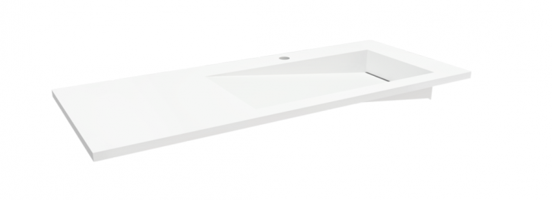 Cristalstone Linea Ideal umywalka meblowa 120x45 cm prawa z odpływem liniowym biały satynowy mat U1200-MBPOLB/CR