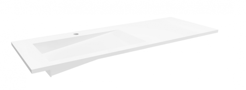 Cristalstone Linea Ideal umywalka meblowa 130x45 cm lewa z odpływem liniowym biały satynowy mat U1300-MBLOLB/CR