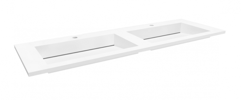 Cristalstone Linea Ideal umywalka meblowa podwójna 140x45 cm z odpływem liniowym biały satynowy mat U1400-2xMOLC/CR