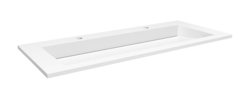 Cristalstone Linea Ideal umywalka meblowa 120x45 cm z odpływem liniowym biały satynowy mat U1200-MOLC/CR