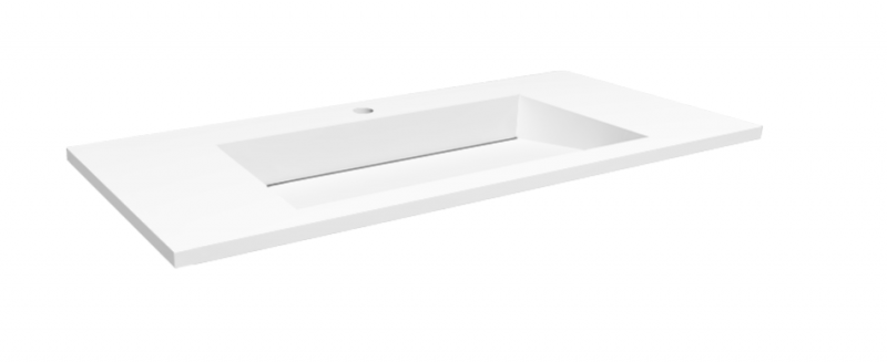 Cristalstone Linea Ideal umywalka meblowa 100x45 cm z odpływem liniowym biały satynowy mat U1000-MCOLC/CR