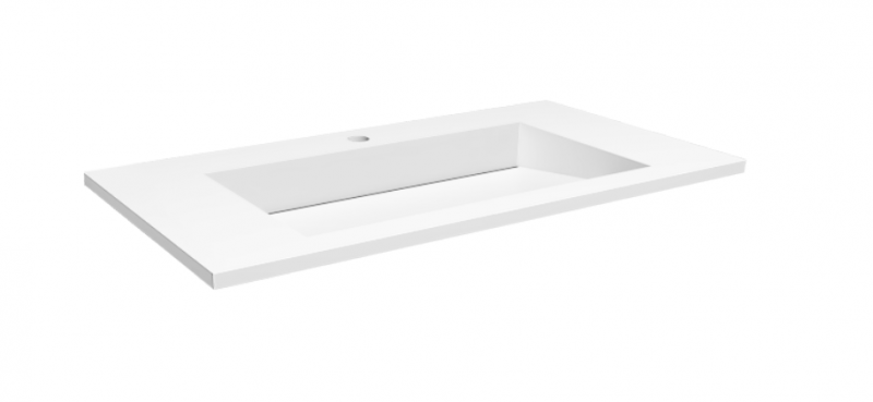 Cristalstone Linea Ideal umywalka meblowa 90x45 cm z odpływem liniowym biały satynowy mat U900-MCOLC/CR