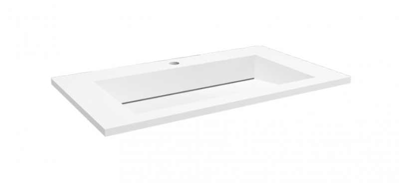 Cristalstone Linea Ideal umywalka meblowa 80x45 cm z odpływem liniowym biały satynowy mat U800-MCOLC/CR