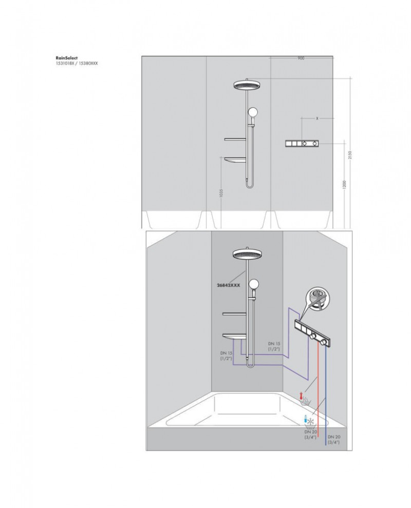 Hansgrohe FinishPlus RainSelect Bateria termostatyczna do montażu podtynkowego do 2 odbiorników czarny mat 15380670