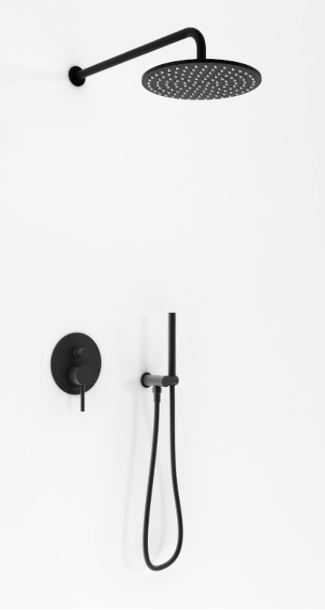 Kohlman Axel Black zestaw podtynkowy z deszczownicą 25x25 czarny mat QW210ABR25